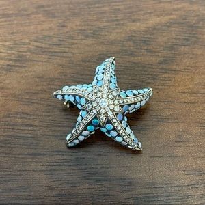Vintage Diamond and Opal gold starfish brooch